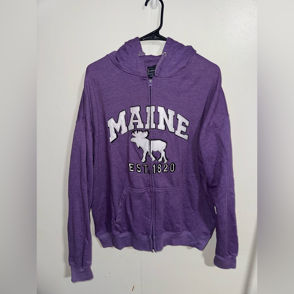 Harrisburg Trading Co MAINE Purple Full Zip Hoodie Size XL